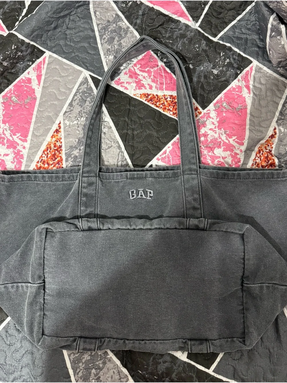 GAP Charcoal Canvas Tote with Sage Mini Pouch